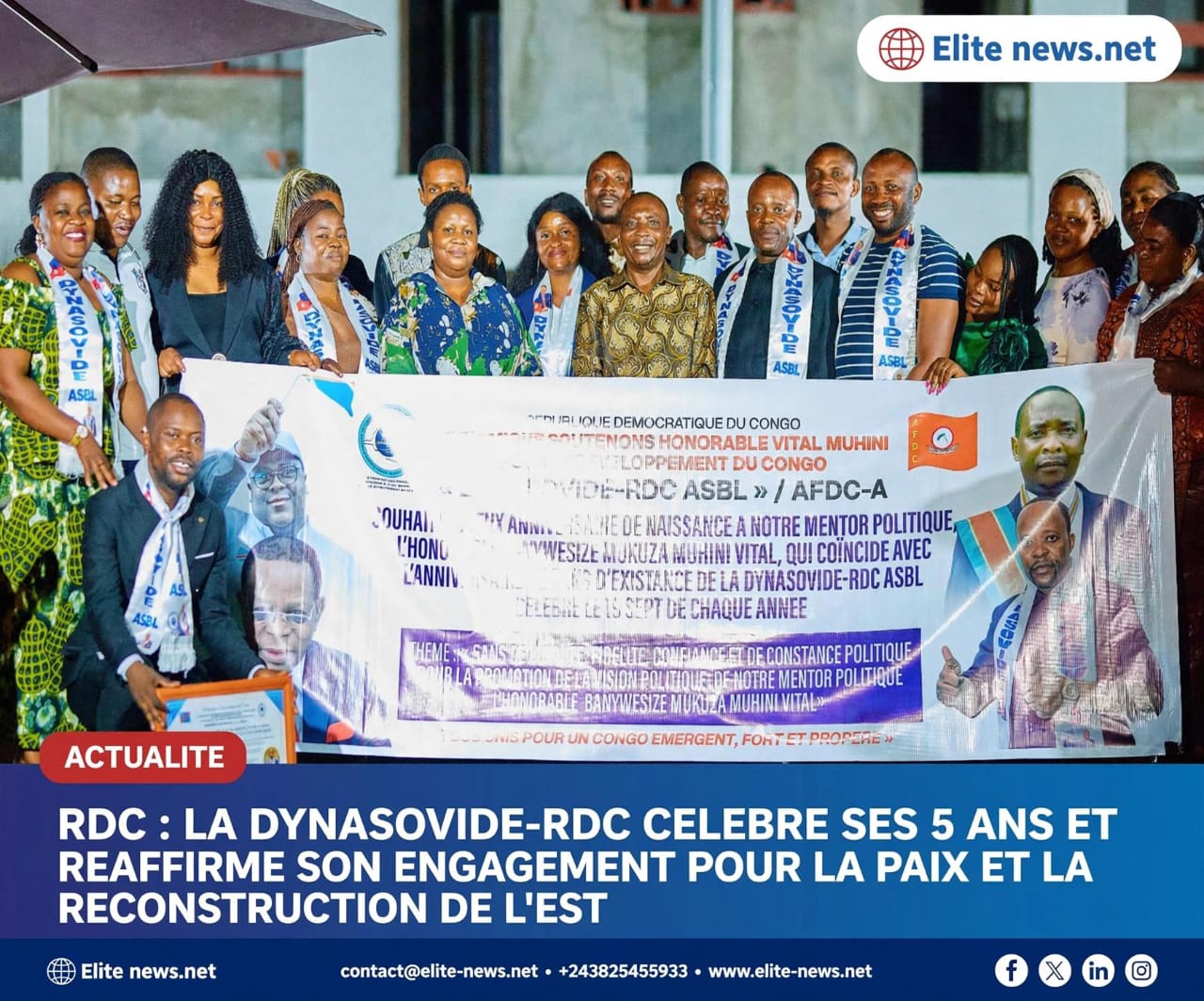 RDC : la DYNASOVIDE-RDC célèbre ses 5 ans et réaffirme son engagement pour la paix et la reconstruction de l’Est