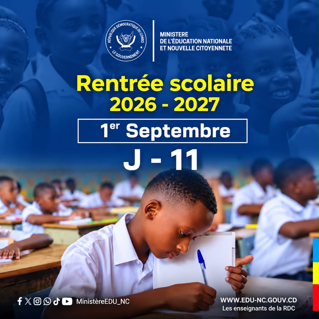 RDC-EPST : la rentrée scolaire 2026-2027 confirmée au 1er septembre sur toute l’étendue du pays
