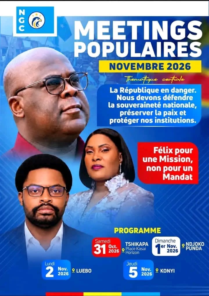 Kasaï : la NGC annonce quatre meetings populaires pour mobiliser autour de la souveraineté nationale et de la paix
