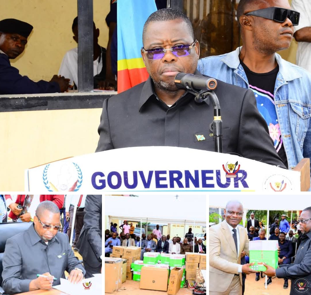 Kasaï : Le Gouverneur Crispin Mukendi réceptionne des kits informatiques et équipements du projet ENCORE