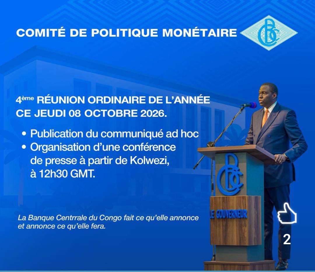 RDC : la Banque centrale tient sa 4e réunion de politique monétaire de 2026 à Kolwezi