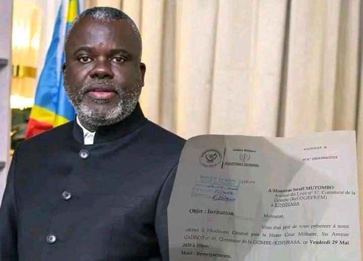 RDC : après son audition au parquet militaire, Israël Mutombo transféré dans un cortège à destination inconnue
